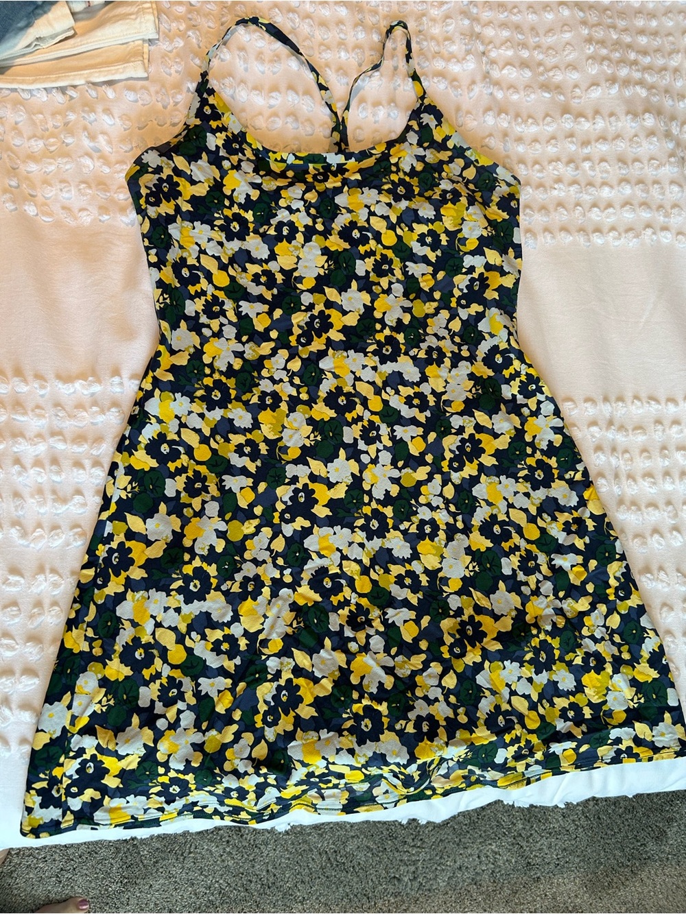 Outdoor Voices Yellow, Black & Green Floral Slip Dress